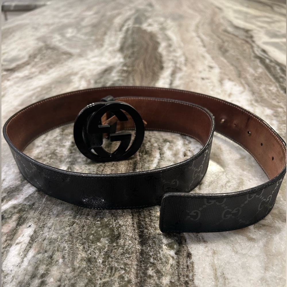 Men’s Gucci black leather interlocking G belt